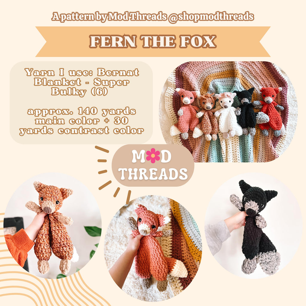 Fern the Fox Crochet Pattern: Low Sew Amigurumi (PDF Pattern)