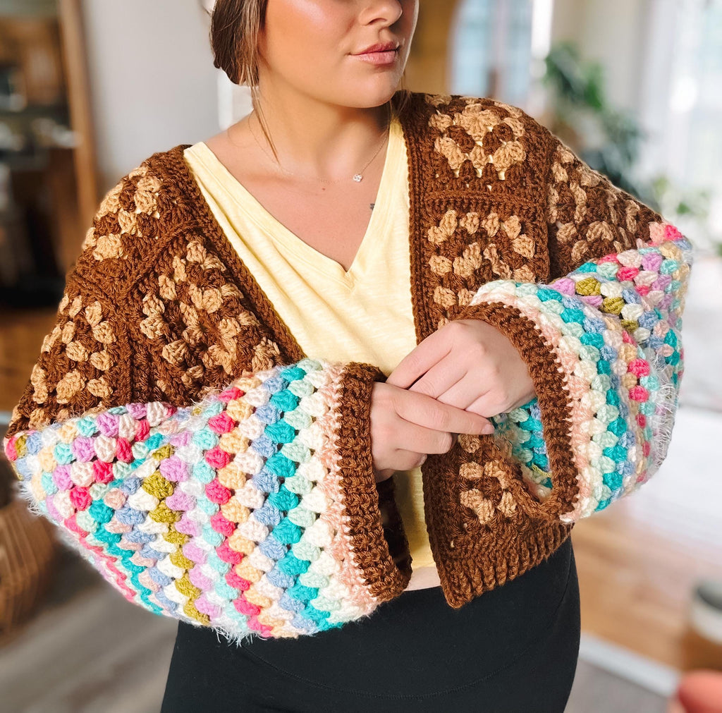 June Granny Square Crochet Cardigan Pattern Easy Beginner Wearable PDF Pattern
